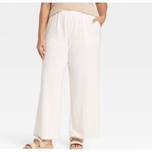 A New Day Womens Plus Sz 3X Pull On Elastic Waist Pants Ivory